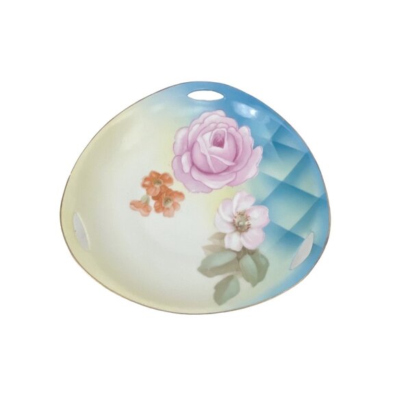 Antique RS Germany Hand Painted Porcelain Serving Bowl With Floral Design Gold T - Picture 3 of 7